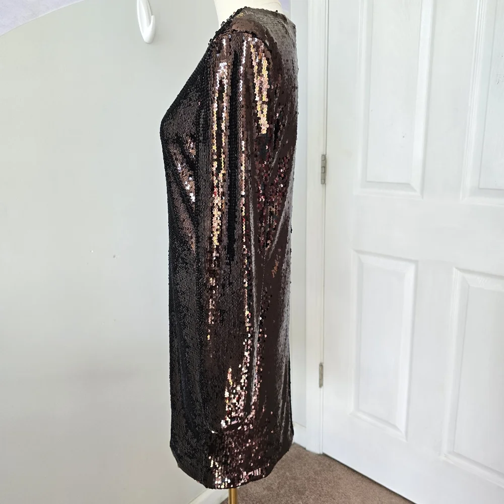Banana Republic | Large | Chocolate Brown Stretch-Sequin Mini Dress - Picture 4 of 15